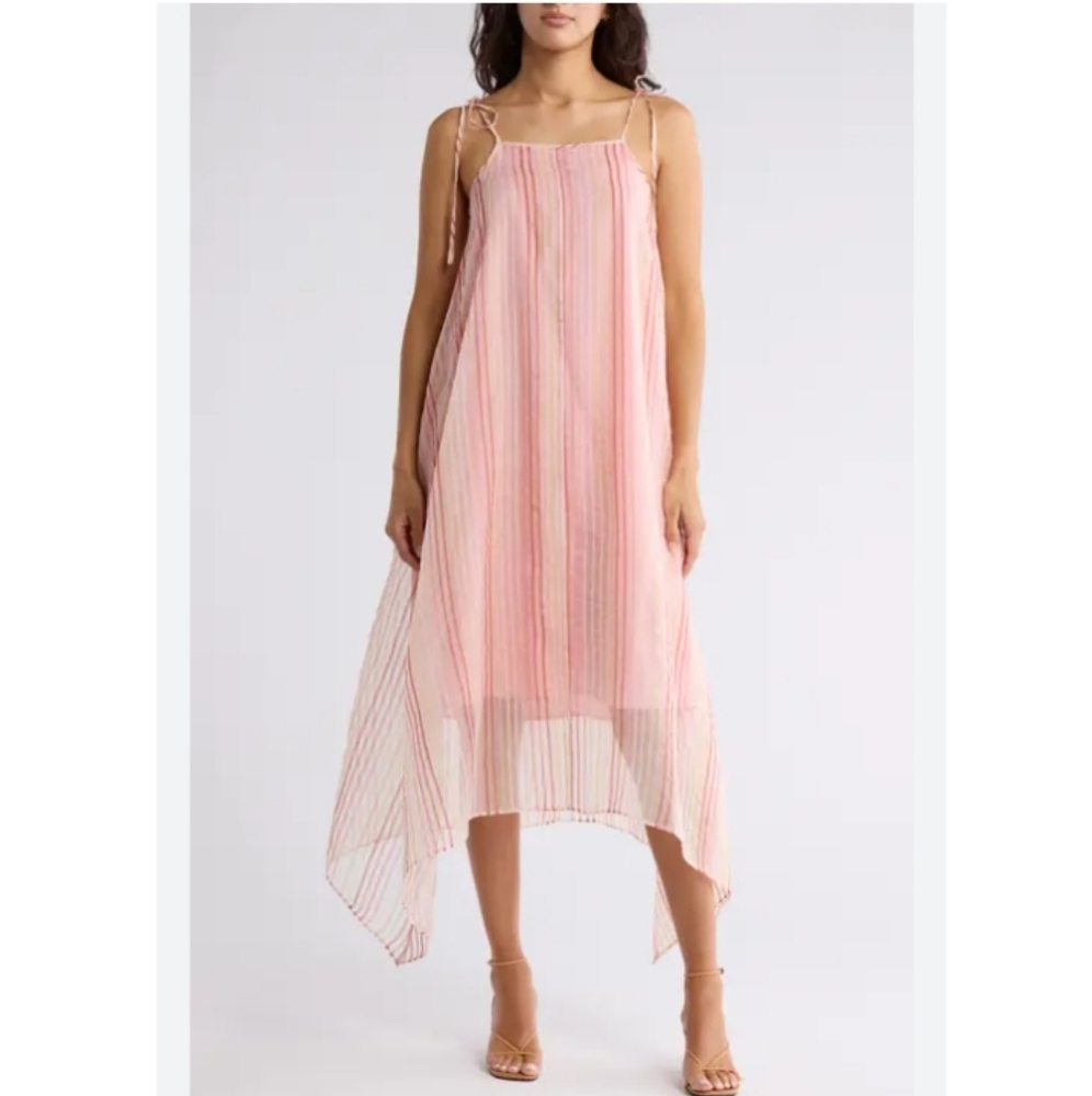 Joie Roisin Tie Strap Silk & Cotton Trapeze Dress - Picture 6 of 9